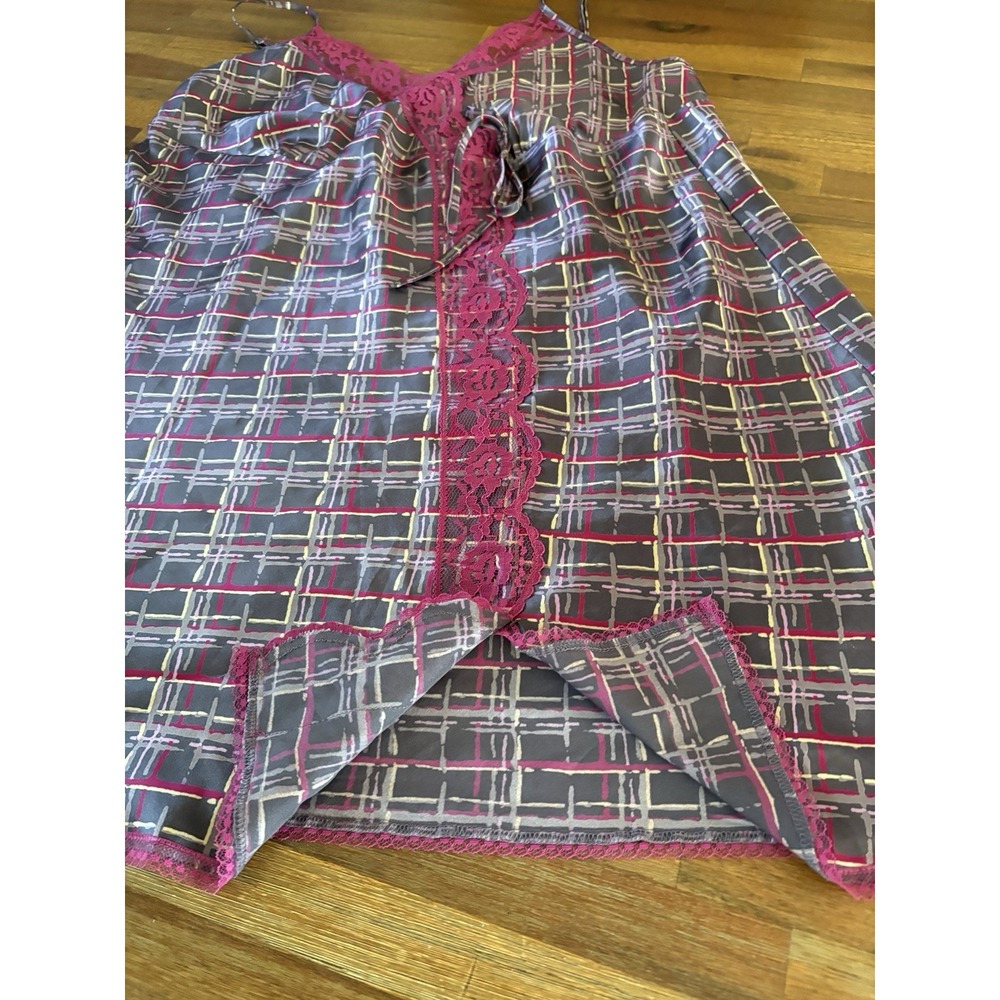 Victorias Secret  Angels Chemise Babydoll Nightgown Womens Size Large Plaid Lace - Picture 14 of 16